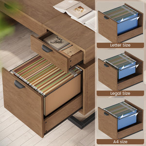 63 Inch Executive Desk with Charging Station, 6 Drawers, File Drawer & Keyboard Tray