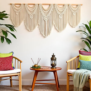 Extra Large Macrame Wall Hanging – 71"W x 32"H Boho Woven Tapestry
