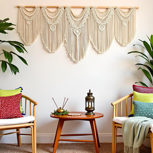 Extra Large Macrame Wall Hanging – 71"W x 32"H Boho Woven Tapestry