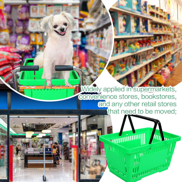Stackable Plastic Shopping Baskets with Handles – Set of 12