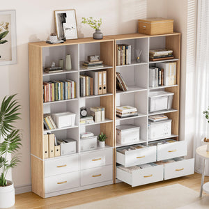 70" Tall Bookshelf with 4 Drawers & 6 Adjustable Shelves