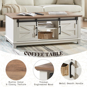 Farmhouse 4-Piece Living Room Furniture Set with Console, End Tables & Coffee Table