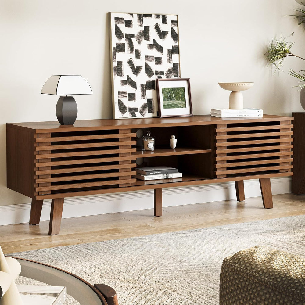 Living Room Table Set with Coffee Table, TV Stand & End Tables – Walnut