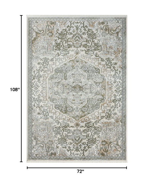Beige & Green Vintage Area Rug