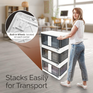 Collapsible Storage Bins with Lids & Wheels – 8.4 Gal, 4 Pack
