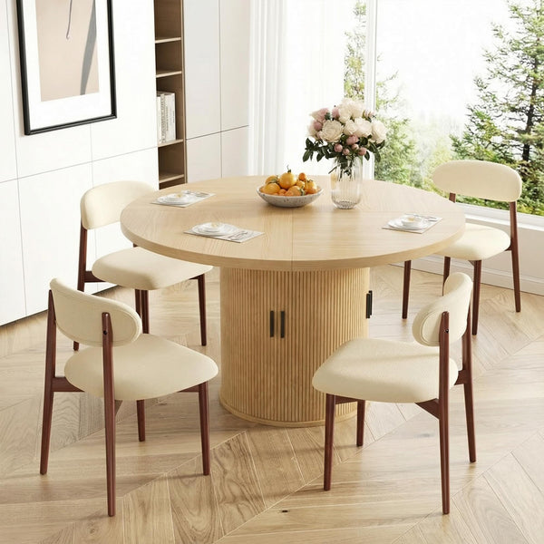 Round Dining Table Set for 4 with Storage Shelf