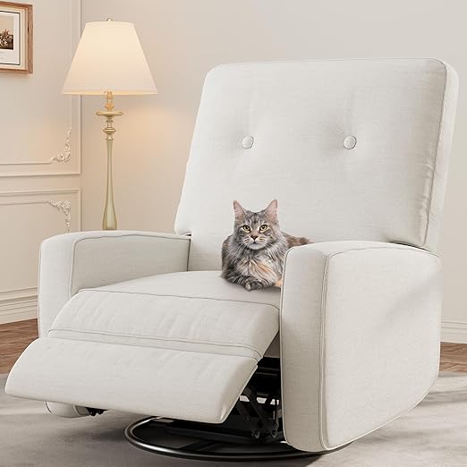 Swivel Rocking Glider Recliner Chair with Adjustable Backrest & Footrest