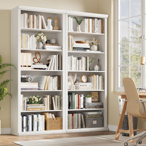 6-Tier Tall Bookcase with Wide Shelves – 27.5" W Freestanding Bookshelf