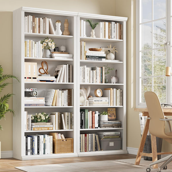 6-Tier Tall Bookcase with Wide Shelves – 27.5" W Freestanding Bookshelf