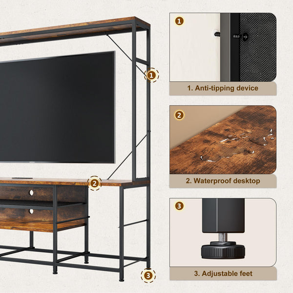 55" TV Stand with LED Lights & Power Outlets