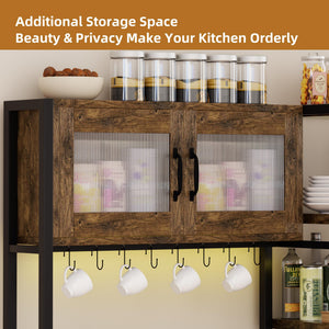 5-Tier Baker's Rack with Storage Cabinets, Power Outlet & LED Light