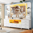 78.6" TV Stand with LED Lights, Drawers & Power Outlets