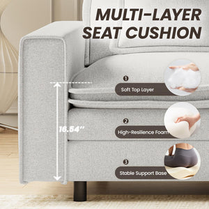 Modular Sectional Sofa with Ottoman – 4-Seat L-Shaped Cloud Couch