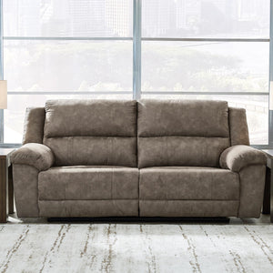 Grey Faux Leather Reclining Sofa