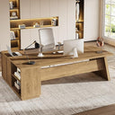L-Shaped Executive Desk with Drawers and File Cabinet