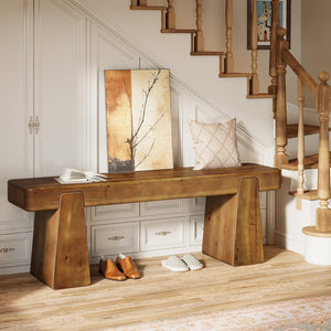 47-Inch Solid Wood Farmhouse Entryway Bench