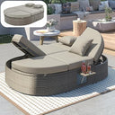 2-Person Outdoor Wicker Daybed with Adjustable Reclining Backrests