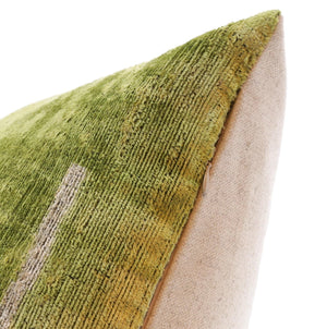 Green Abstract Velvet Throw Pillow 20x20 – Square Accent Cushion with Down Feather Insert