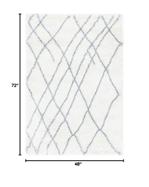 Soft Touch Shag Area Rug – Abstract Moroccan Pattern, 4x6