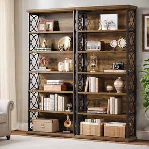 6-Tier Industrial Bookcase Set of 2, 73" Tall