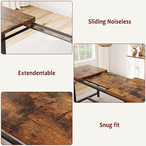 5-Piece Extendable Dining Table Set with 2 Upholstered Benches