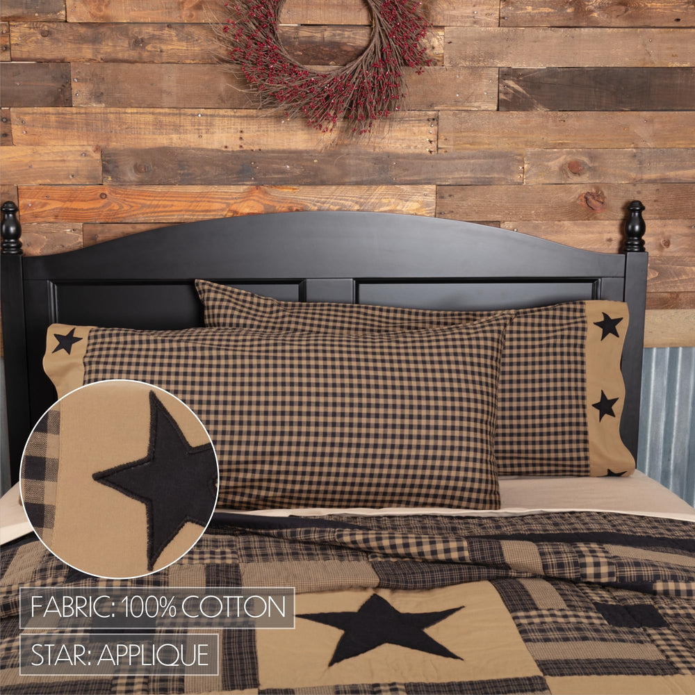 Black Check Star 6-Piece Quilt Bedding Set