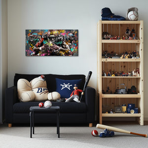 American Football Canvas Wall Art – Sports Graffiti Print 40x20