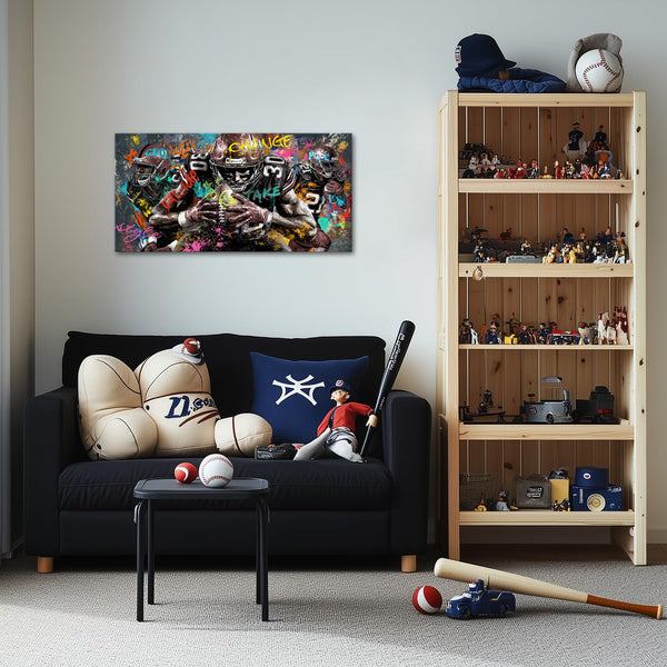 American Football Canvas Wall Art – Sports Graffiti Print 40x20