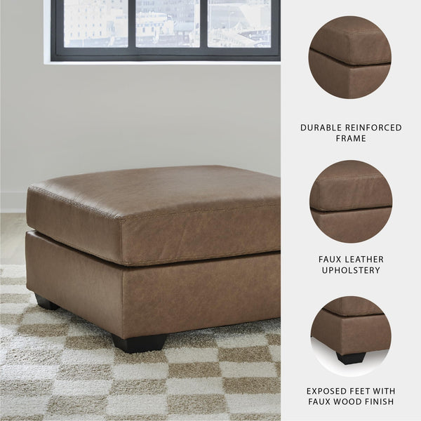 Oversized Faux Leather Accent Ottoman – Light Brown