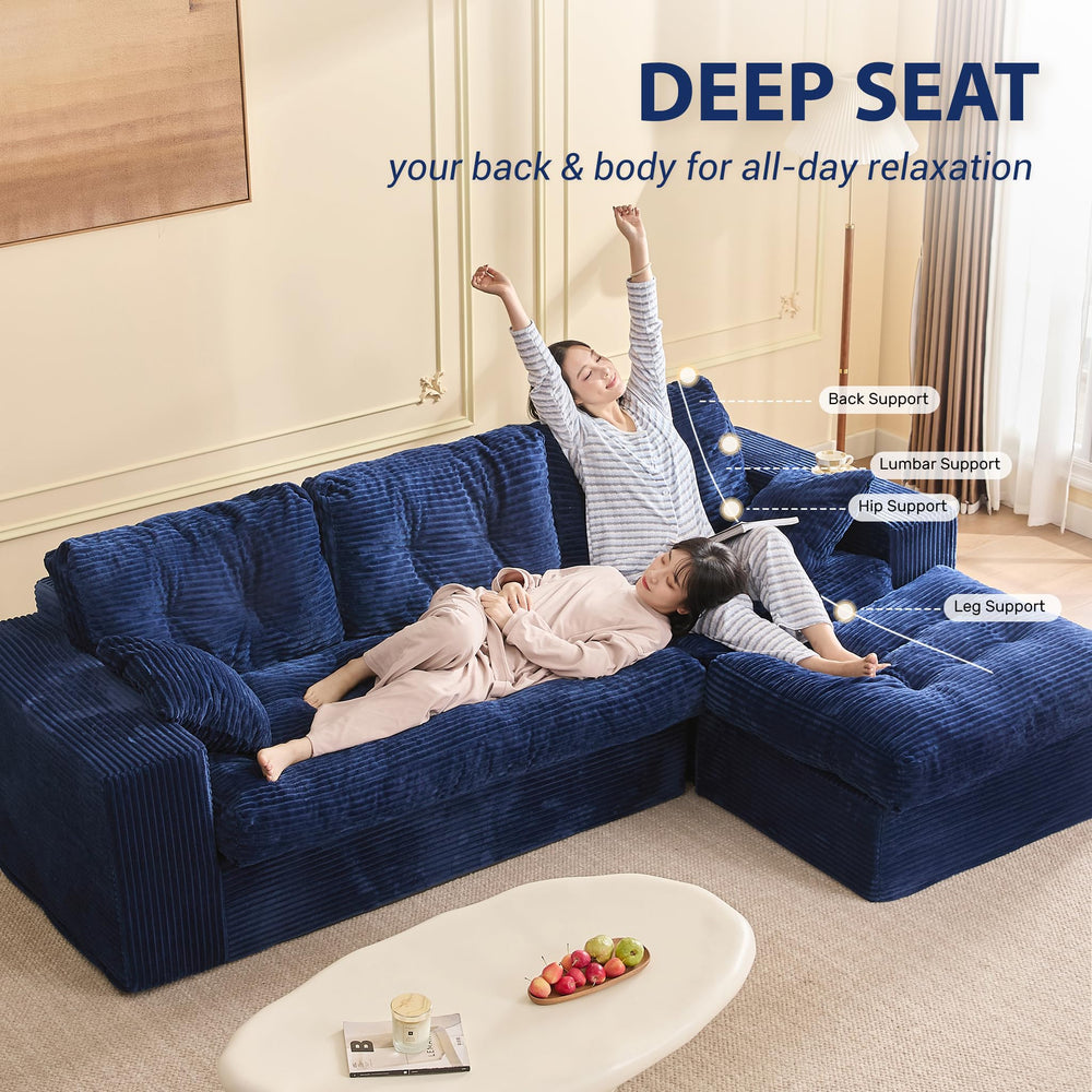 Modular L-Shaped Sectional Sofa with Ottoman