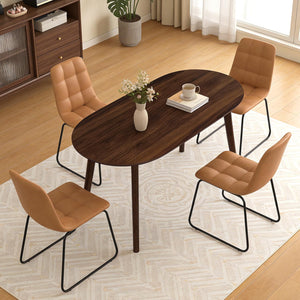 63" Oval Dining Table for 4–6 – Mid-Century Modern with Solid Wood Legs