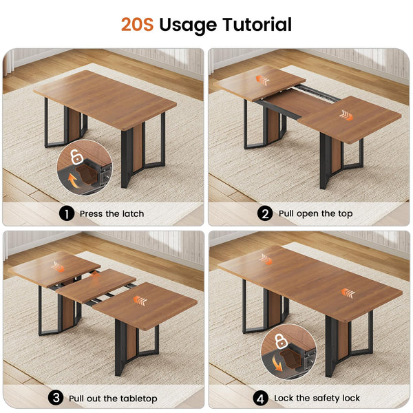 Extendable Dining Table Set for 4-6 with Cushioned Chairs