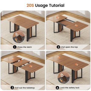 5-Piece Extendable Dining Table Set with Cushion Chairs