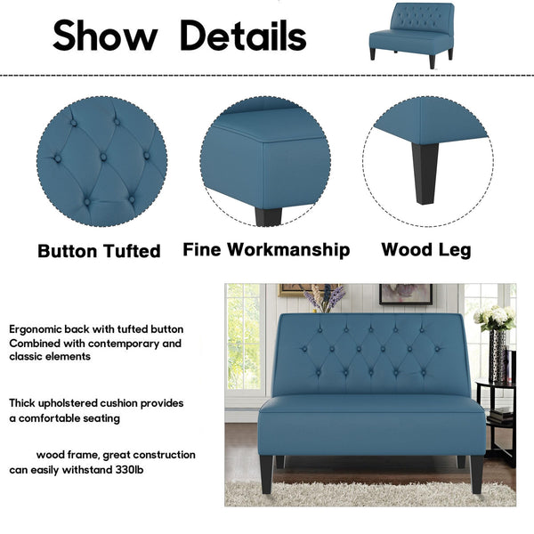 Button-Tufted Velvet Loveseat Settee Bench