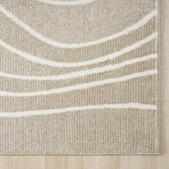 Geometric Wavy Area Rug – Cream