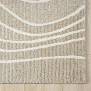 Geometric Wavy Area Rug – Cream
