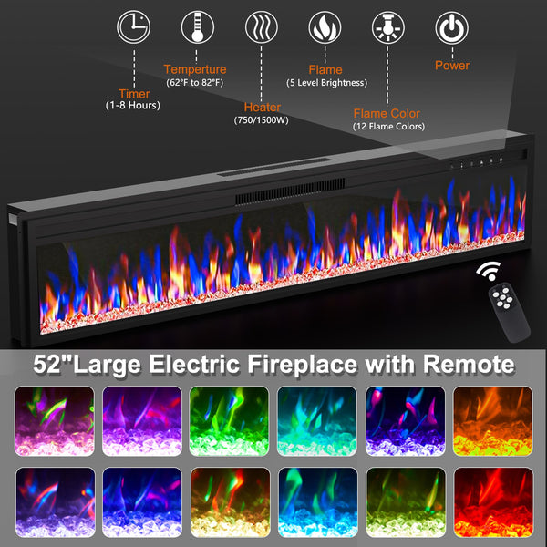 58" Fireplace TV Stand with 52" Electric Fireplace