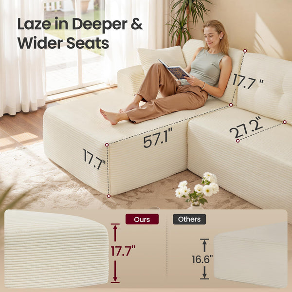 Modular Sectional Sofa with Left-Facing Chaise & Deep Seat
