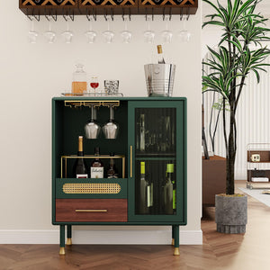 Bar Cabinet with Wine Glass Rack & Stemware Storage
