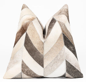 Genuine Cowhide Leather Patchwork Throw Pillow