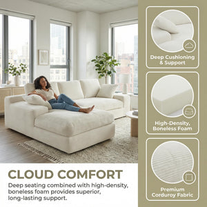 L-Shaped Cloud Sectional Sofa with Chaise