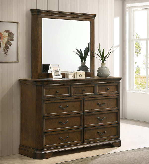 Traditional Wood Panel Bedroom Set – Antique Walnut