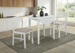 3-Piece Drop Leaf Round Dining Set with 2 Chairs