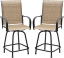 Outdoor Swivel Bar Stools Set – Metal Frame Patio Counter Height Chairs