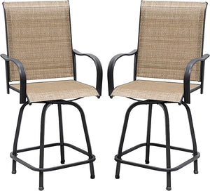 Outdoor Swivel Bar Stools Set – Metal Frame Patio Counter Height Chairs