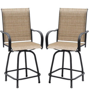 Outdoor Swivel Bar Stools Set – Metal Frame Patio Counter Height Chairs