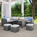 7-Piece Outdoor Wicker Patio Furniture Set with Cushions – Light Grey