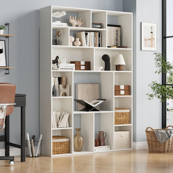 71" H Large Bookshelf with 16 Open Cube Shelves