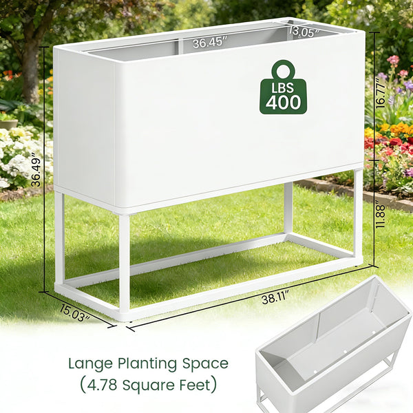 Large Metal Planter Box with Legs — Rectangular Raised Garden Bed for Outdoor & Indoor Use