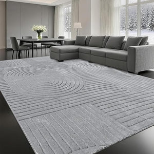 High-Low Pile Area Rug – Washable Soft Indoor Rug with Non-Slip Backing